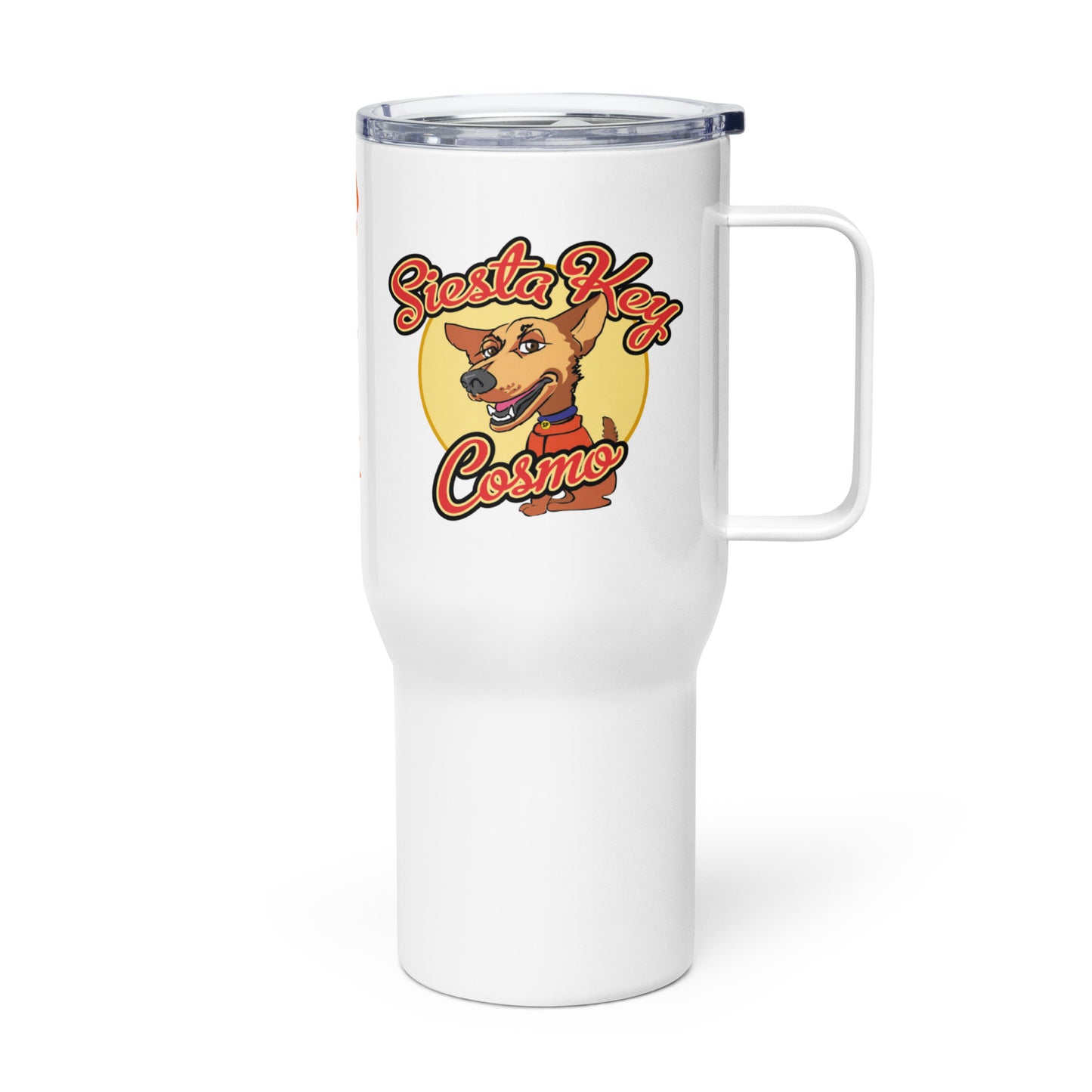 Travel mug with a handle